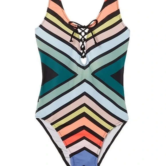 Victoria’s Secret PINK Rainbow One Piece Swim M - Picture 2 of 3